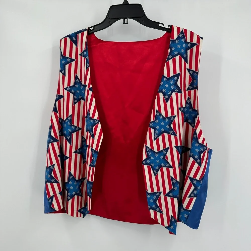 Womens Handmade Patriotic Vest Size‎ XL Americana 4th of July Memorial USA